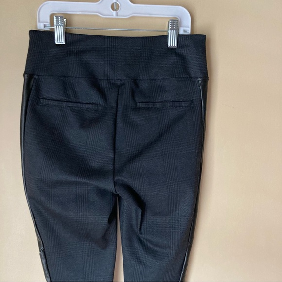 Rewash High Rise Black Plaid w/Faux Leather Side Stripes Leggings - Picture 5 of 9